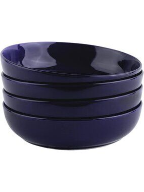 Set of 4 Cobalt Blue Pasta Bowls for Soups & Salads - 40 oz, Stylish & Durable
